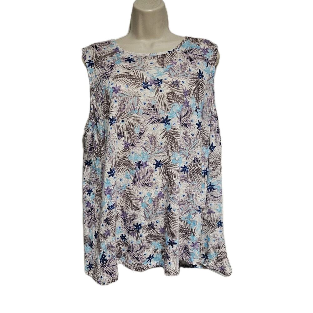 J Jill Love Linen 100% Linen Women SZ L Tank Top Organic Beachy Tropical Coastal